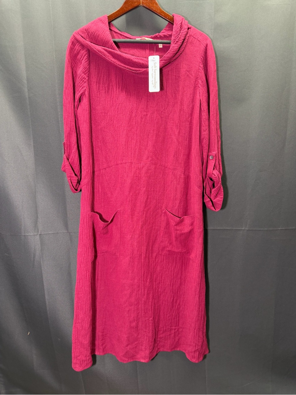Soft Surroundings Everly Guaze Berry Midi Dress Sz medium Lagenlook New W/Tags